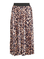 Vila Nitban Pleat Skirt - Black / Leopard