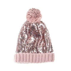 Rockahula Kids Shimmer Sequin Bobble Hat - Rose Gold