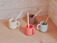 OYOY Bamboo Silicone Straw Caramel / Blue - Pack of 6