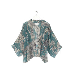One Hundred Stars Etched Floral Teal Kimono