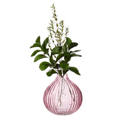 Sass & Belle Round Fluted Glass Vase Pink