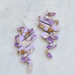 Esoteric London Recycled Acrylic Scribble Earrings - Silver Blue Lilac