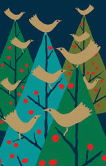Roger La Borde Eight Foiled Charity Cards — Birds In Christmas Trees