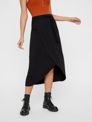 Pieces Elonora Midi Wrap Skirt - Black