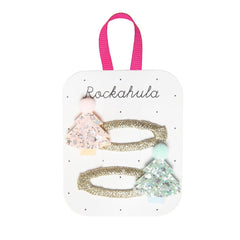 Rockahula Kids Glitter Shimmer Pink And Mint Christmas Tree Hair Clips
