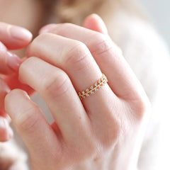 Lisa Angel Gold Crystal Leaves Ring