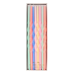 Meri Meri Birthday Candle - Multicolour Twisted Long Candles (Pack of 16)