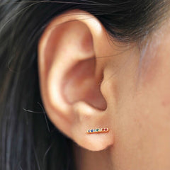 Lisa Angel - Rainbow Crystal Bar Posts Stud Earrings in Gold
