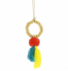 Fiona Walker Bright Mini Wreath With Bright Red Pom Pom & Tassels