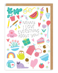 Ohh Deer - Nanny I love everything about you Greeting Card