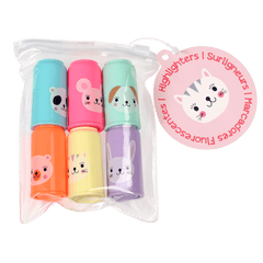 Rex London Mini Animal Faces Highlighter Pens - Set of 6