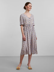 Pieces NYA Midi Dress - Apricot Cream Multi Flower