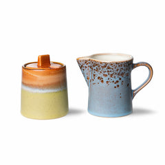HKliving 70's Ceramics Milk Jug and Sugar Pot - Berry/Peat
