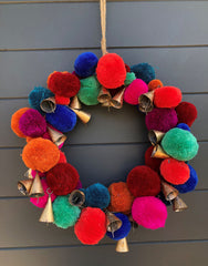 Fiona Walker Bright Pom Pom Bell Wreath