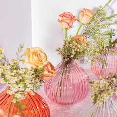 Sass & Belle Round Fluted Glass Vase Pink