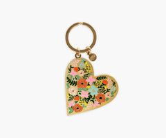 Floral Heart Enamel Keychain - Rifle Paper
