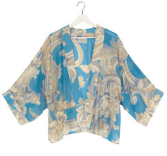 One Hundred Stars Plaster Roses Blue Kimono