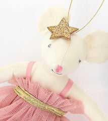 Meri Meri Pink Pompom Mouse Decoration