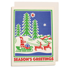 Archivist Christmas Santa With His Sleigh Christmas Letterpress Card