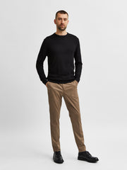 Selected Homme - Town Merino Coolmax Knit Crew - Black