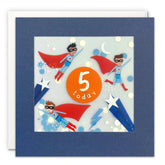 Age 5 Super Hero Birthday Card with Paper Confetti - Paper Shakies by James Ellis