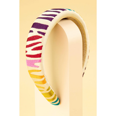Powder Design - Padded Headband Rainbow Zebra