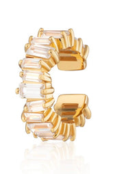 Scream Pretty - Gold Plated Baguette Bar Ear Cuff With Clear Stones