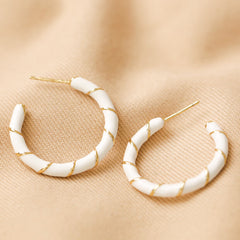Lisa Angel Earring - White Enamel Rope Hoop Earrings in Gold
