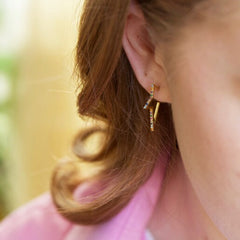 Lisa Angel Rainbow Crystal Star Outline Hoop Earrings