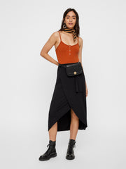 Pieces Elonora Midi Wrap Skirt - Black