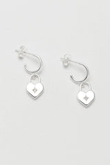 Estella Bartlett Locket Drop Hoop Earrings Silver Plated