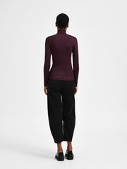 Selected Femme Lydia Knit Rollneck Top - Potent Purple
