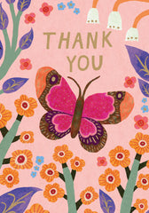 Roger La Borde Butterfly Floral Thank You Card