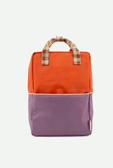 Sticky Lemon - Large Backpack Colourblocking | Orange Juice + Plum Purple + School Bus Brown