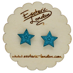 Esoteric London Acrylic Mini Mirror Stud Star Earrings - Teal