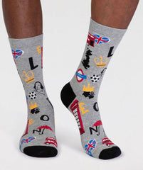 Thought Socks - Will Men's Organic Cotton London Socks Grey Marle