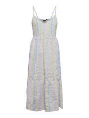 Pieces Kaitlyn Strap Midi Dress - Pink Lady Multiple Stripes