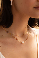 Estella Bartlett Pearl Chain Station Necklace - Gold Plated
