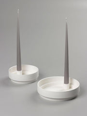 Aery Orbital Step - Medium Clay Candle Holder White