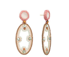 Azuni Small Oval Earrings With Cat Eye Stud- Orchid