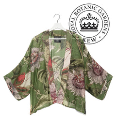 One Hundred Stars Passion Flower Green Kimono