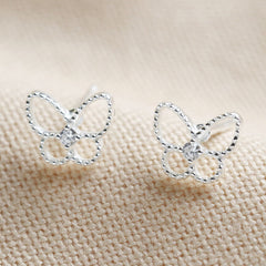 Lisa Angel - Sterling Silver Sparkle Cut Butterfly Stud Earrings