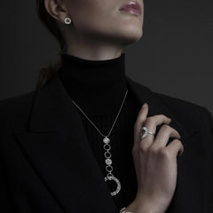 Dansk Amber Statement Open Necklace Silver Plating