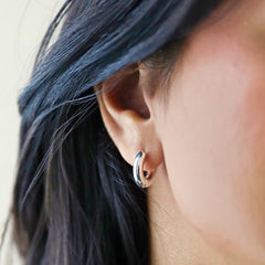 Lisa Angel - Small Chunky Huggie Hoop Earrings in Silver