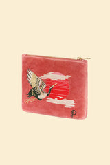 Powder Design - Velvet Zip Mini Pouch Crane at Sunrise in Petal