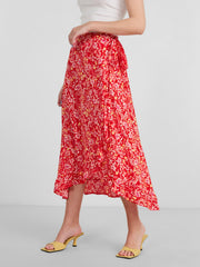 Pieces Sandy Ankle Skirt - Poppy Red