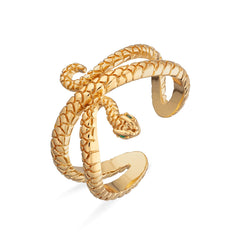 Scream Pretty - Gold Plated Snake With Green Eyes Ring