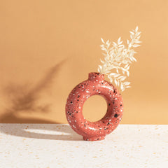 Sass & Belle Brick Red Speckled Circle Vase Small