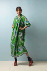 One Hundred Stars Crepe Rachel Dress Handkerchief Green