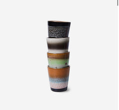 HKliving 70's Ceramics Ristretto Mugs Good Vibes - Set of 4